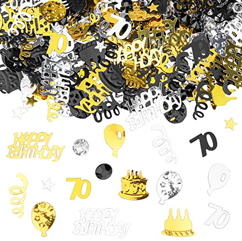 GoldRock Konfetti 70 Geburtstag Deko,70. Geburtstag Deko Konfetti Frau Mann,Tischdeko Geburtstage 70,Streudeko 70 Geburtstage Gold Schwarz,Glitzer Confetti Geburtstagsdeko 70 Jahre für Jubiläum Party