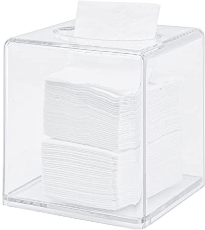 YAXIDAEVER Trasparente Porta-fazzolettini,Scatola Porta Fazzoletti Quadrato in Acrilico,Scatola e dispenser porta fazzoletti e veline per Bagno, Scrivania, Controsoffitti, Vanità, Camera da Letto