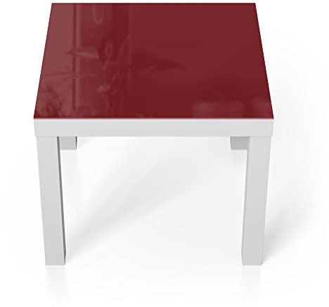 DEQORI Glastisch | weiß klein 55x55 cm | Unifarben - Dunkelrot | ausgefallener Beistelltisch aus Glas | Hochglanz Couchtisch fürs Wohnzimmer | moderner Couch Tisch mit Design