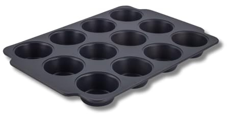 Scoville Ultra Lift 12-Cup Muffin Tray for Oven, Non-Stick Baking Tray, Perfect for Muffins, Cupcakes & Yorkshire Puddings, Oven Safe up-to 260°C, Dishwasher Safe, PFOA Free, Aluminium, Grey