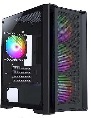 CiT Vento Micro-ATX PC Gaming Case M/ATX with Mesh Front Panel & Tempered Glass Side Panel with 3 Front ARGB Fans & 1 Rear ARGB Fan Included | Black