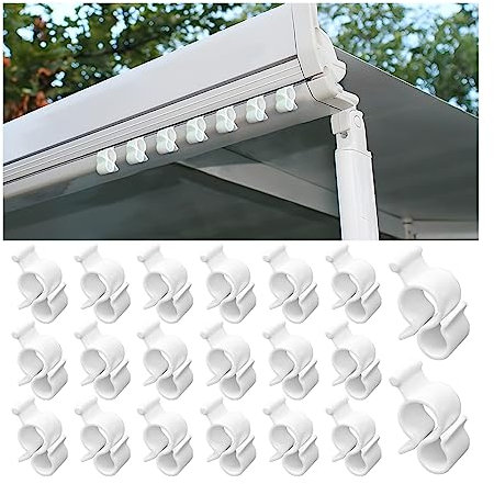 JNNJ Clip D'auvent 20 Pièces pour Cordon Lumineux, Multifonctionnels Crochets pour Auvent de VR, Accessoires Automobiles pour Caravane, Camping-Car, Fête, Décoration Intérieure Et Extérieure(Blanc)