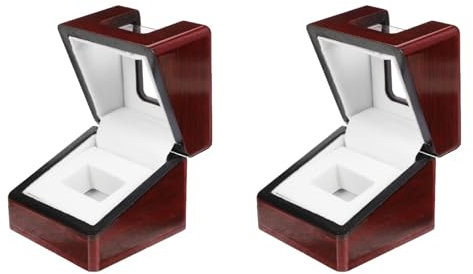 Cabilock Schmuckvitrine 2st Champion-ring-box Aufbewahrungskoffer Für Sportringe Trophäenring Vitrine Fußballring Vitrine Schaukasten Für Baseballringe Braut Ohrringe Schmuckkästchen Holz