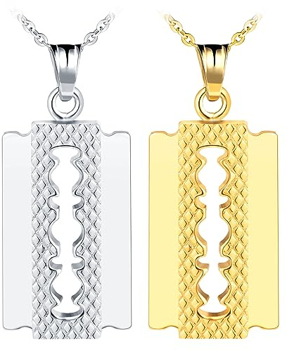 Feilok Herrenkette Edelstahl Herren Halskette mit Anhänger Herrenschmuck Halsband Rasierklinge für Männer