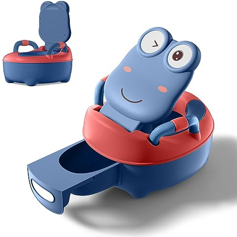 SUBTLETY Töpfchen für Kinder Kindertoilette Baby Toilette mit Haltgriff und Gepolstert Tragbarer Toilettentrainer Frosch Toilettensitz Ab 1-6 Jahr Jungen Mädchen Kindertöpfchen (Klassisch, Blau)