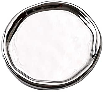 Bandeja de Joyas, Plato de Cerámica para Baratijas, Plato de Anillos Simple, Cuenco para Llaves, Organizador de Exhibición de Joyería Decorativo para Aretes, Collares, Pulseras(Ronda de Plata)