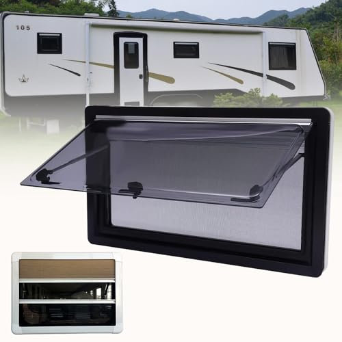 YMAOMAO Hinged Window Camper, Motorhome Window Rv Folding Window External Push Window for Rv Caravan Camper Mobile Motor House with Integrated Roller Blind and Fly Screen,1000 * 600mm