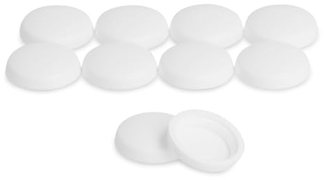 Abdeckkappen für Linsenkopfschrauben Weiss Plattkopfkappen 10 Stück Schraubenabdeckungen für Fensterbankschrauben (AußenØ:14mm,InnenØ:11mm,Höhe:3,8mm)
