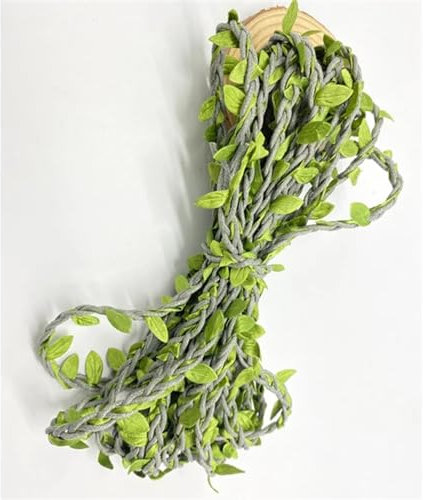Gartenseil 5 Meter/Los natürliche Jute-Schnur, 5 mm Sackleinenblattband mit künstlichen Ranken, grünen Blättern for DIY-Handwerk, Hochzeit, Garten, Party, Dekoration Garten Kordel (Color : Gray)