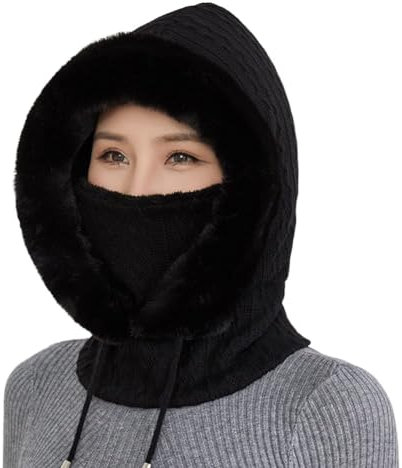 Warme Plüsch-Fahrradhaube Fleece Winddichte Skimaske Zum Balaclava Radfahren Schlupfmütze Damen Fahrrad Sturmhaube Halb Sturmhaube Motorrad Winter