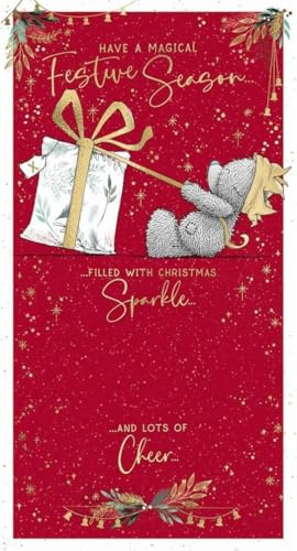 Me To You Tatty Teddy Christmas Card With Luxury Gold Foil Detail 5x9ins - Official Collection