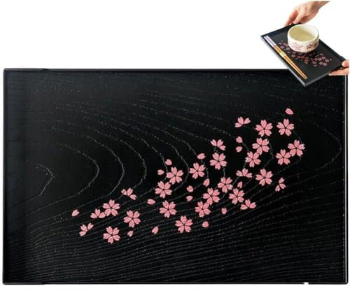 Ericetion Plateau Japonais Rectangulaire Plateau De Fleur De Cerise Plate À Thé Boisson Servir Plate