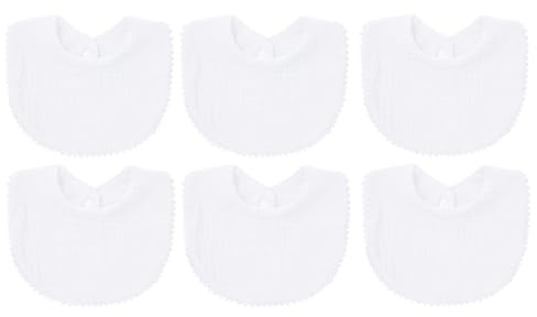 Nishine 6 PACK Baberos de Muselina para Bebé Unisex Niños Niñas Algodón Absorbente Dentición Bandana Baberos Bufanda (Blanco - Paquete de 6)