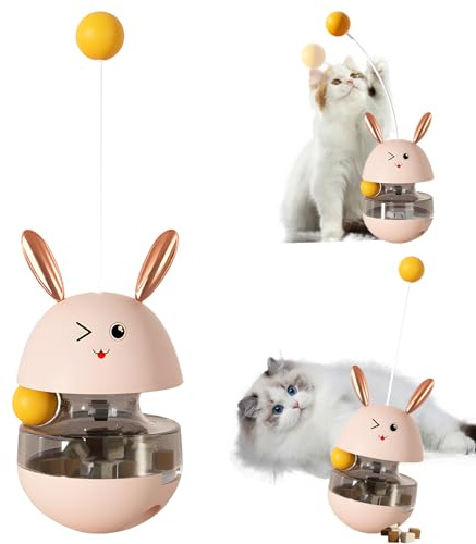 Skeadex Intelligenzspielzeug für Katzen, 3 in 1 Interaktives Katzenspielzeug, Katzenfutterspender Spielzeug für Langsam Fütterung Training, Lernspielzeug für Katzen (Rosa)