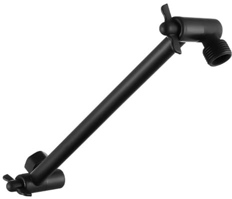 JINYOMFLY - Brazo de extensión de ducha (28,7 cm, extensión de cabezal de ducha de latón, extensión de brazo de ducha, con juntas de bloqueo, color negro
