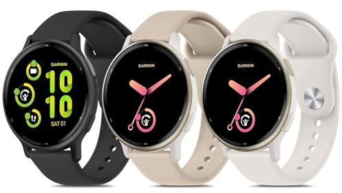 Oumida 3 Pack Garmin Armband 20mm für Garmin Vivoactive 5 / Garmin Venu 2 Plus/Venu Sq/Venu Sq 2 / Venu Sq 2 Music/Vivomove Sport/Vivomove Trend Armbänder, Wasserdichtes Sport Ersatzarmband