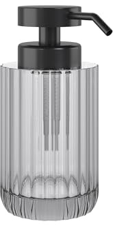 COSMIC Lido Seifenspender für das Badezimmer mit Elegantem und Rundem Design. Spender für Badezimmer und Küche aus Glas. Nachfüllbares Zubehör mit 300 ml in Rauchgrau