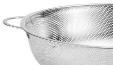 MOUYAT 5 PCS Stainless Steel Colander, Metal Colander with Handle, Stackable Colanders, Perforated Strainer for Kitchen, Pasta, Vegetable, Rice, Fruit, Food