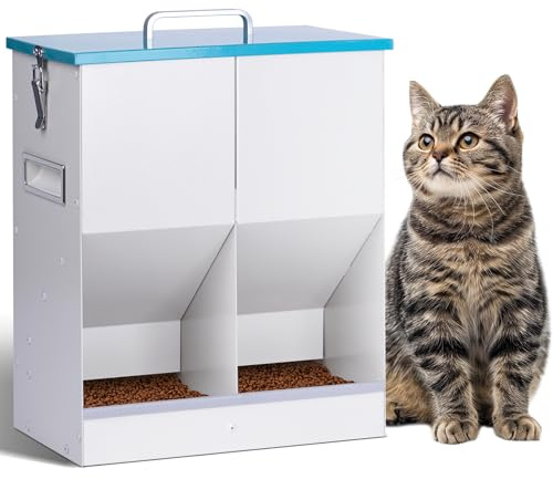 BREUAILY Comedero Gato Automatico 10L Dispensador Comida Gatos y Perros Dispensador de Alimentos para Gatos con Doble Tolva