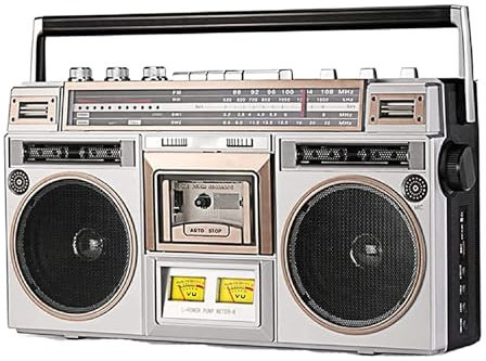 Grabadora de Cinta Retro Boombox, Reproductor de CD Retro Estilo años 80 clásico Boombox con Bluetooth y función de grabación, Radio Am/FM Compatible con teléfonos Inteligentes con Antena Extensible