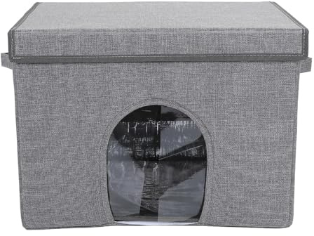 Maison de Refroidissement D'été pour Animaux de Compagnie, 50 x 40 x 35 cm Maison Climatisée pour Chat Détachable, Portable Long Abri Lit avec 12 Packs de Glace pour Chien, Chat (Gris)