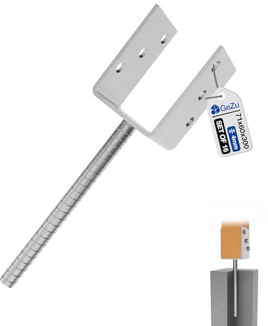 GeZu Impex Support de poteau U 91 x 300 mm | Galvanisé à Chaud Ancre platine bois Pied poteaux clôture