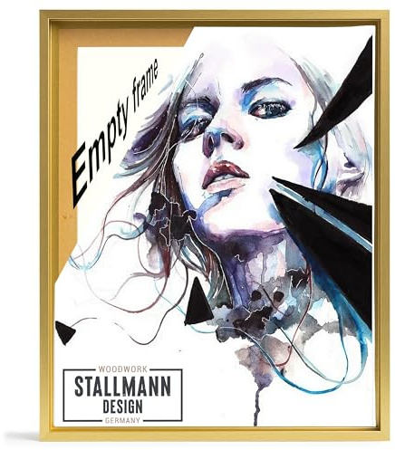 Stallmann Design Cadre à joints d'ombrage pour châssis, 40 x 50 cm, doré, cadre en MDF pour toiles avec effet de profondeur exceptionnel (40 mm) Avec accessoires de montage, sans verre et paroi