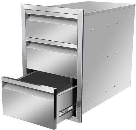 KYZTMHC Outdoor-Küchenschubladen, Edelstahl-Grillschubladen zur Wandmontage mit Griff, für die Außenküche(40.6 Wx53.3 Hx58.4 D cm)