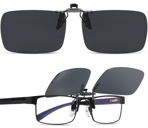 Musivon Clip on Night körglasögon för män kvinnor – polariserade UV-skydd anti-bländning över glasögon flip up natt körning glasögon, Clip-on solglasögon, 40mm*59mm