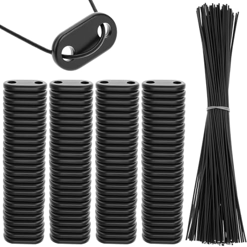 QWORK® 200 Stück Sichtschutz Befestigung Set, 100 Wetterfeste PVC Montage Plättchen & 100 Kabelbinder, für Garten, Terrasse und Balkon