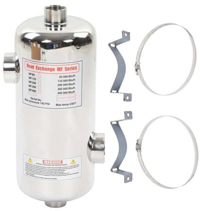 OUHFCASN 60/40KW Pool Heat Exchanger Stainless Steel Liquid Heater For Spa Solar Pool Heating Swimming Pool Thermostat Circulating Heater Efficient Heating(40KW)