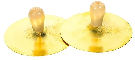 JOINPAYA 2stücke Kleine Kupfer Hand Becken Musikalische Becken Mit Holzgriff Für Junge Mädchen Und Erwachsene Zum Spielen Und Lernen Geeignet Für Bauchtanz Und Partys Als Percussion Instrum