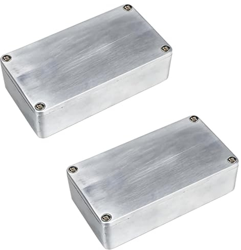 LKRXW 2 Stück 1590B Gitarren Effektpedal Gehäuse Stompbox Aluminium-Druckguss-Gehäuse Elektronik Projektgehäuse Metall Druckguss Alu Gehäuse Gitarreneffektpedal 112mmx60mmx31mm