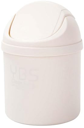 Mini Desktop Trash Can with Swing Lid with Trash Bag 180 Pcs, 2 Litres Swing-Top Small Countertop Garbage Bin Tiny Table Top Plastic Covered Waste Basket Can (D)