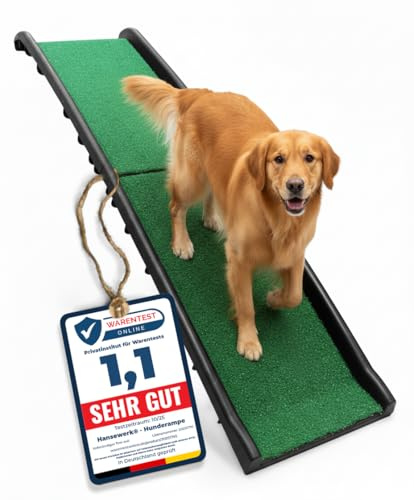 Hansewerk® Hunderampe Autorampe - rutschfest mit Kunstrasen, klappbar Hund Rampe Hundetreppe Hundeautorampe Kofferraumrampe Einstiegshilfe für Kofferraum, bis 90 kg 157x40cm Auto