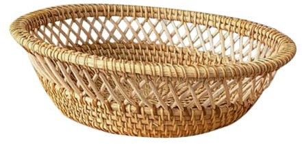 Alipis Pane e Frutta da Tavolo Artigianale Rattan Design per Snack e Dolci Compatte per Uso