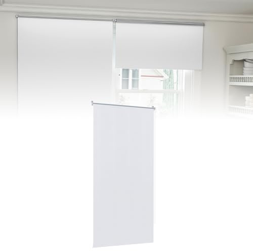 Froadp Tenda avvolgibile oscurante senza fori e con fori, Klemmfix, colore bianco, 70 x 160 cm, per finestre interne