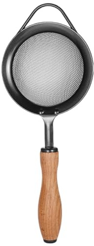 Setacciatore a maglia fine in acciaio inox, cucchiaino filtro olio manico isolato, filtro da cucina per setacciare, scolare, risciacquare pasta, riso, farina, caffè, quinoa, tè
