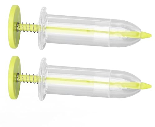 Fabater 2Pcs Mini Sowing Seed Dispenser, Handheld Seed Spreader, Adjustable Garden Flower Plant Sower, Manual Planter Tool for Carrot, Lettuce, Grass and Spinach (Yellow)
