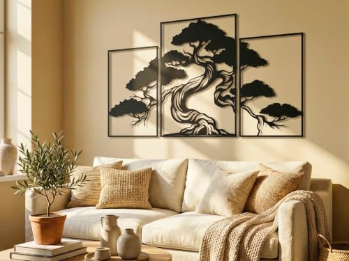 VAILLA Baum des Lebens Wanddeko Holz 3D – Wall Art Wandbild Wohnzimmer Büro | MDF Sperrholz, Lasergeschnitten, Lebensbaum Gold, Stammbaum, 5 Größen, Schwarz Silber, personalisierbar, Esszimmer Eingang