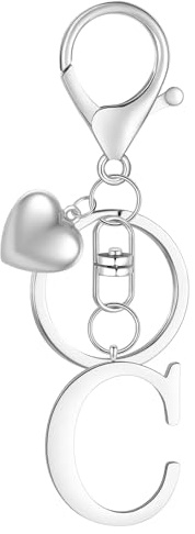 MWOOT Schlüsselanhänger aus Edelstahl, Buchstaben Namensanhänger, Letter Keychain, Geschenk für Männer und Frauen