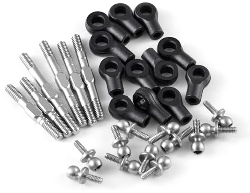 WEFEINO Adjustable Turnbuckle Set Stainless Steel Pull Rod Plastic Ball Head Upgrade Parts for Losi 1/24 Micro-B 2WD RC Car Buggy