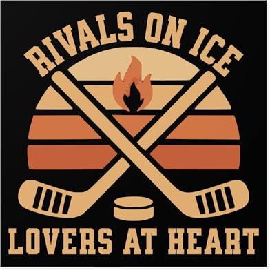 Rivals on Ice Lovers at Heart Sticker | Hockey Square Sticker, Indoor Outdoor
