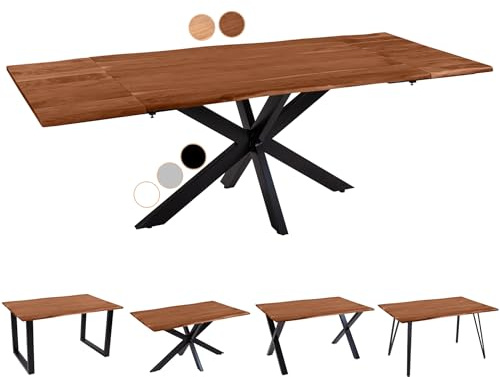 SAM Esstisch Avino 220(320) x100 erweiterbar Akazie nussbaum Spider schwarz
