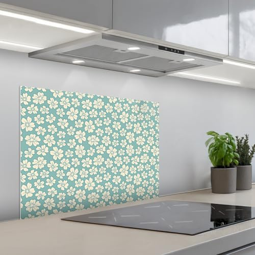 KitchenYeah© Credence Cuisine 50x70 cm Adhesif Protection Mur Plaque De Cuisson Plastique Rigide Revetement Murale À Coller Fleurs - Blanc - Vintage - Motifs