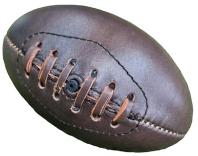 ALL SPORT VINTAGE - Mini Ballon De Rugby - Marron Vintage - Cuir De Vachette - Cousu Main. Marque Française.