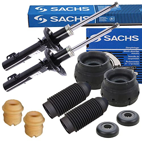 SACHS 2x Gasdruck Stoßdämpfer vorne inkl. Domlager & Staubschutzsatz Kompatibel mit AUDI A3 (8L1), SEAT LEON (1M1), TOLEDO 2 (1M2), SKODA OCTAVIA 1, VW BORA, GOLF 4, NEW BEETLE