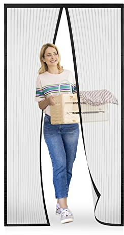 Fliegengitter Tür 90x230cm, Meet Beauty Fliegengitter Balkontür Schwarz, Magnet Insektenschutz für Einfache Montage Ohne Bohren