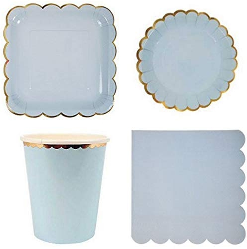 Ulalaza 32 Pcs Assiettes en Papier Jetables Tasses et Serviettes Set Fournitures De Fête Kit Vaisselle pour Mariage Anniversaire Baby Shower