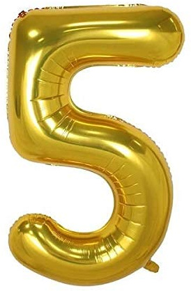 Extra Large Size 40 Inch Inflatable Gold Balloon Number 5